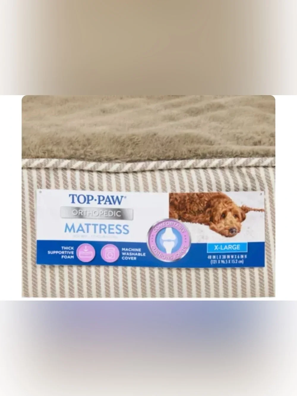 Top Paw® Orthopedic Mattress Dog Bed, Brown/Grey/Tan, 38x30